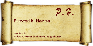 Purcsik Hanna névjegykártya